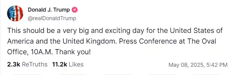 英美聚焦特定行业达成贸易协议：10%关税壁垒依旧存续