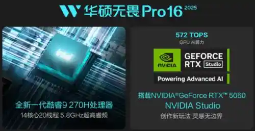 华硕无畏Pro16 2025重磅登场：酷睿9+RTX 5060重塑轻薄本性能新标杆