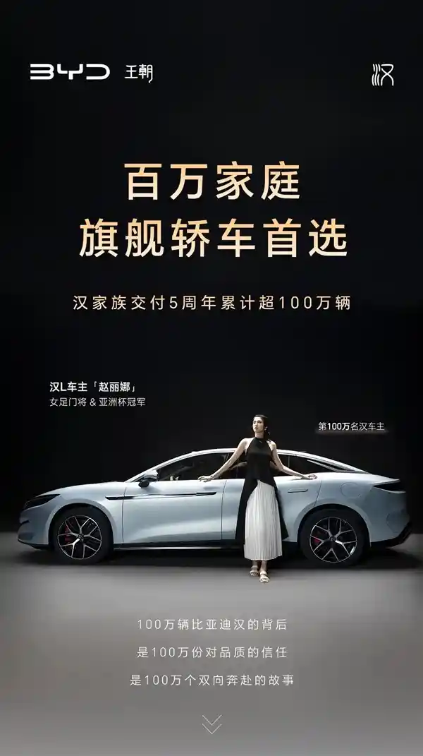 比亚迪汉百万车主画像出炉：年轻单身族成主力，64%为90后